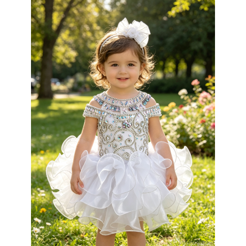 Infant/toddler/baby/children/kids Girl's glitz Pageant evening/prom Dress/clothing G225white
